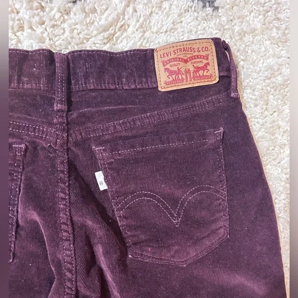 Levi Corduroy Maroon Pants | Womens Size 27 - Picture 5 of 6